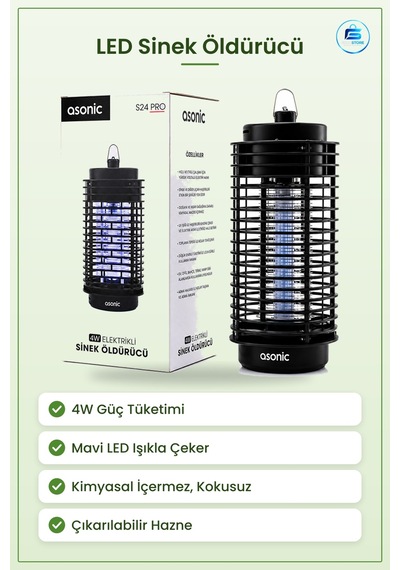 Taşınabilir Led Sinek Öldürücü 4w Siyah Haşere İlacı Elektrikli B