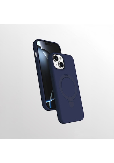 Apple Uyumlu iPhone 14 Kılıf M-safe Şarj Özellikli Standlı Zore Samara Kapak Lacivert