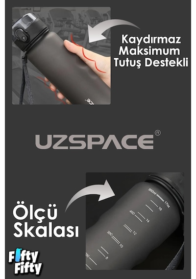 Uzspace 500 Ml Kaydırmaz Maksimum Tutuş Destekli Tritan Su Matarası -ffuz1215 Turkuaz