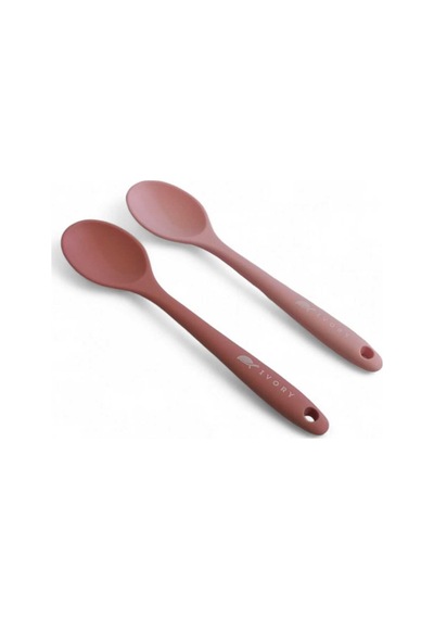 20cm Isıya Dayanıklı 2'li Silikon Kaşık Seti Pembe Tozpembe Pembe - Tozpembe