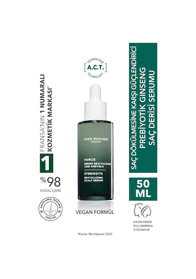 Yves Rocher Güçlendirici Prebiyotik Ginseng Serum - Saç Dökülmesine Karşı / Anti-chute -vegan -50ml