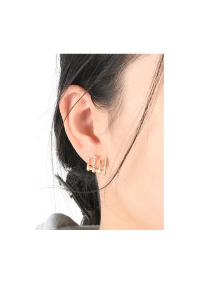 Lunarie Altın Zirkon Çoklu Bar Ear Climber And Cuff Seti Küpe