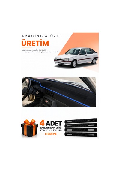 Renault 11 Flash 1989-1996 Uyumlu Torpido Koruma Örtüsü Oto Kılıfı - Siyah Mavi