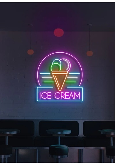 Twins Led Ice Cream Yazılı Ve Şekilli Neon Tabela Çok Renkli Model:model:40713366 Çok Renkli