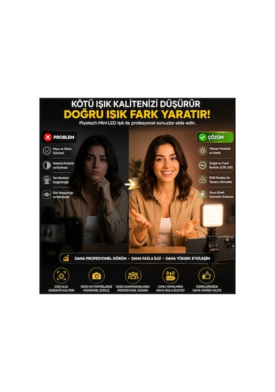 Şarjlı Rgb Mini Led Çekim Işığı Vlog Kamera Ve Telefon Konferans Işığı 2000mah
