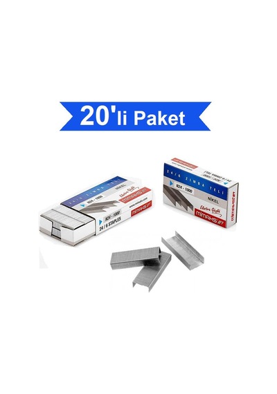 MİMAKS 24/6 BEYAZ ZIMBA TELİ 20 Lİ PAKET (NİKEL)