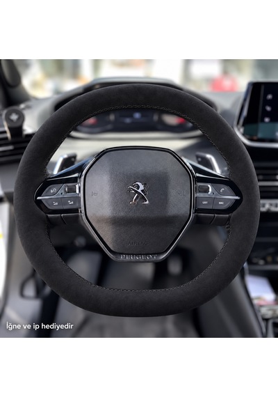 Peugeot 3008 Direksiyon Kılıfı Alcantara Süet Monza Black Serisi Siyah 2020-2024