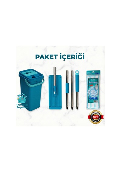 Çift Hazneli Tablet Mop Temizlik Seti +3 Yedek Mop