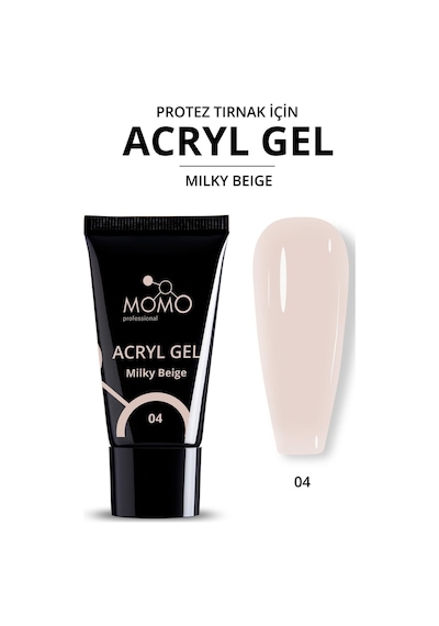 Momo Professional Protez Tırnak İçin Poly Gel Poli Jel Acryl Gel No.04 Sütlü Bej 30 Gr