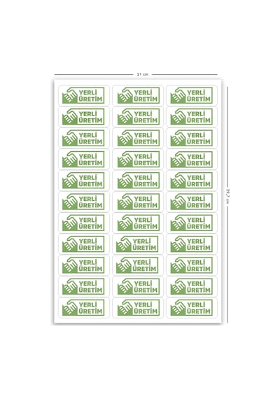 Kendinden Yapışkanlı 330 Adet Yeşil Yerli Üretim Etiketi