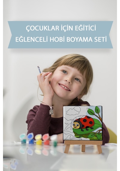 Uğur Böceği Çocuk Eğitici Tuval Boyama Hobi Seti