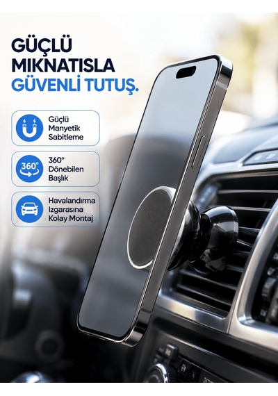 Araç İçi Telefon Tutucu Mıknatıslı Havalandırma Izgarası Telefon