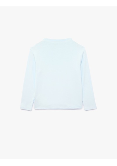 Koton Dik Yaka Modal Karışımlı Uzun Kollu Slim Fit Tişört Mavi 7wkg10187ak