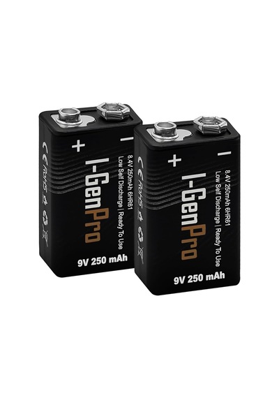 Batteries Pro 6hr61 9v 250 Mah Şarj Edilebilir 9 Volt Pil Ni-mh Şarjlı Pil 2'li Paket