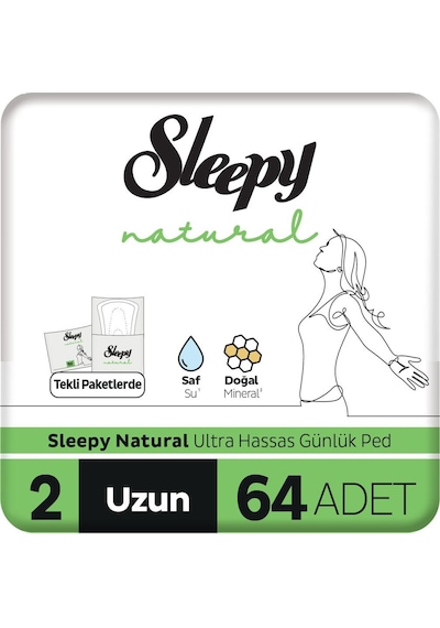 Sleepy Natural Ultra Hassas Günlük Ped Uzun 64 Adet