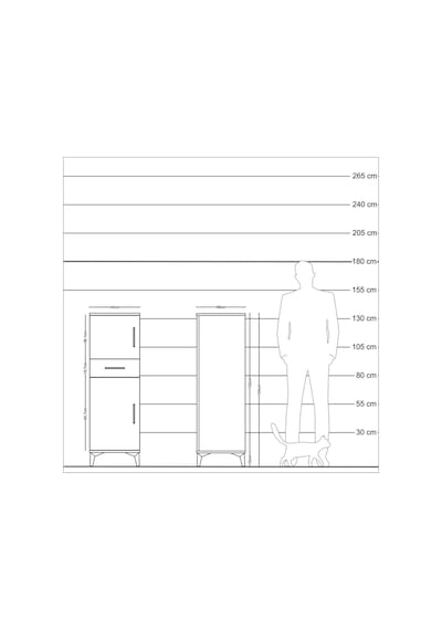 Kronos Dolap 2 Raflı Tek Çekmeceli 2 Kapaklı 44x59x134 Çam-çam Çam