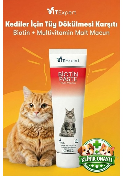 Tr Kediler Için Biotin Paste Tüy Dökülme Döküm Tüy Sağlığı Malt Macunu 100 Gr