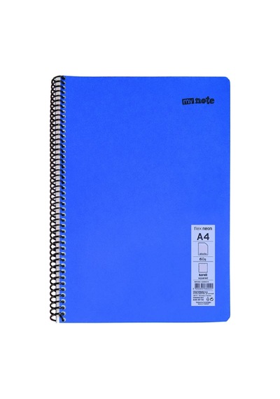 Defter Okul Defteri Spiralli Telli Pp Kapak A4 2 Adet Farklı Renklerde - 60 Sayfa Kareli 2 Adet
