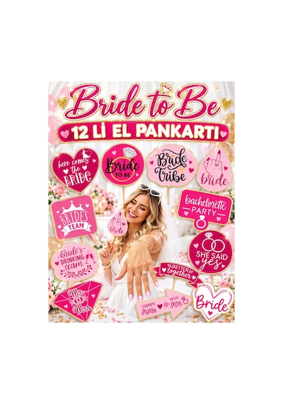 12 Li Bride To Be Bekarlığa Veda Kına Gecesi İçin Eğlenceli Çubuklu El Pankartı Fotoğraf Çekim Aksesuarı Selfie Çubukları