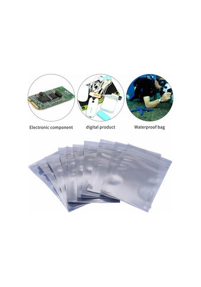 Kilitli Antistatik Poşet 13x18cm 100 Adet Şeffaf Su Toz Geçirmez Koruyucu Esd Metalize Torba