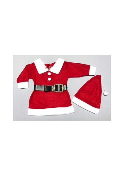 Pazarız Kırmızı Kız Bebek Noel Baba Şapkalı Yılbaşı Takımı Kırmızı