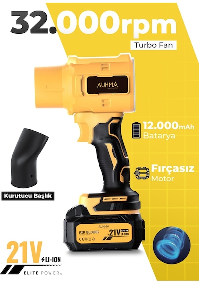 Auhma Ahv-18 21v 32.000 Rpm Turbo Şarjlı Hava Üfleyici Sarı
