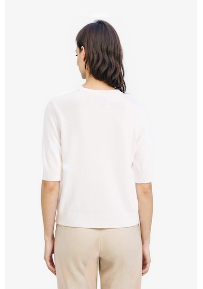 DeFacto Regular Fit Bisiklet Yaka Basic Düz Kısa Kolllu Triko Kazak D6272AX25SMER105 Ekru