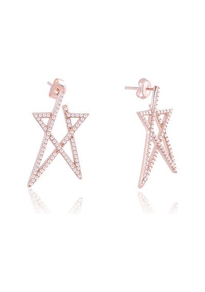 Emılıano Jewellery 925 Ayar Gümüş Yıldız Küpe Gold - Gümüş