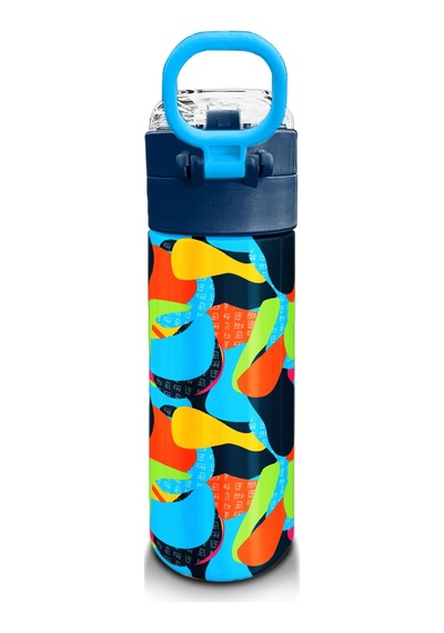 Coral High Kids Grafiti Desenli Pipetli Ve Direkt İçim Çelik Termos 500 Ml 31993 Mavi - Beyaz