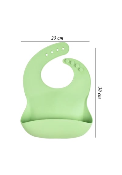 Silikon Beslenme Seti Silikon Vakumlu Kapaklı Mama Kasesi , Silikon Önlük, Çatal Ve Kaşık / Yeşil