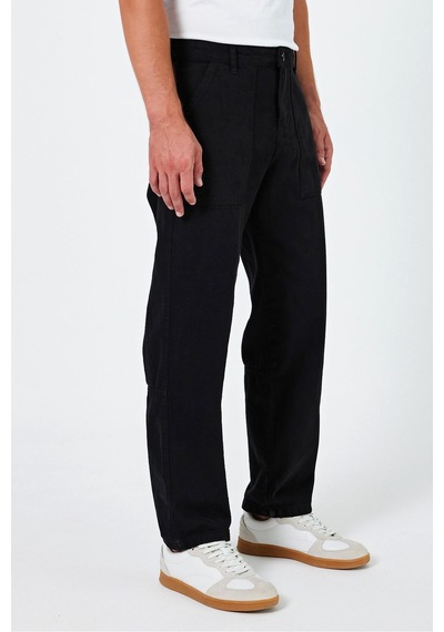 Tarz Cool Erkek Düz Baggy Jean Pantolon Siyah