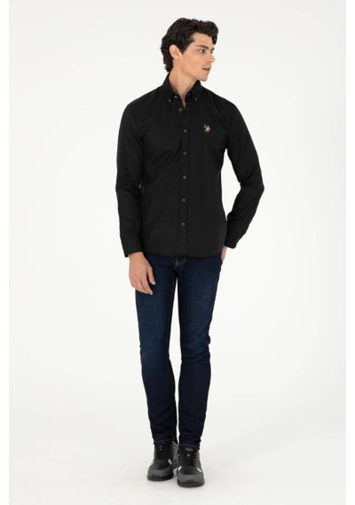 U.S. Polo Assn. U.s. Polo Assn. Uzun Kollu %100 Pamuk Basic Gömlek 1962279 Siyah
