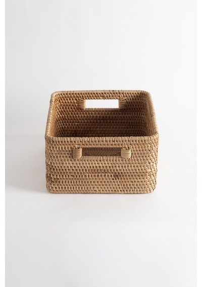 Meander Rattan Küçük Boy Saklama Kutusu & Dekoratif Sepet 27x25x1 Natural