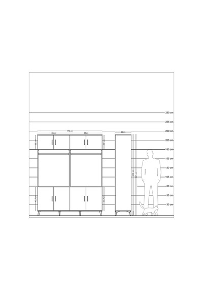 Hyperion Gardrop 10 Raflı 8 Kapaklı 2 Askılı 176x44x221 Çam-antrasit/çam Antrasit/çam Hyperion Gardrop 10 Raflı 8 Kapaklı 2 Askılı 176x44x221 Çam-antrasit/çam Antrasit/çam