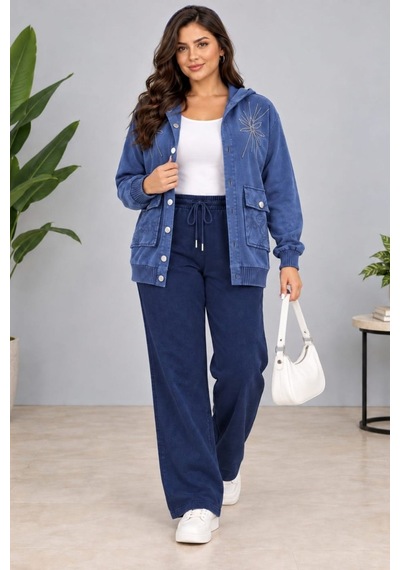 Cedy Denim Cedy -özel Tasarım Kadın Taş Ve Nakış İşleme Detaylı Düğmeli Kapüşonlu Sweat Hırka C7150 Mavi Cedy Denim Cedy -özel Tasarım Kadın Taş Ve Nakış İşleme Detaylı Düğmeli Kapüşonlu Sweat Hırka C7150 Mavi