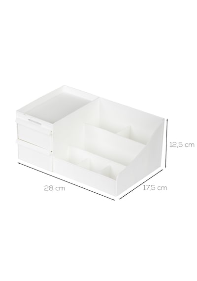 Porsima 5303 Çok Amaçlı Organizer 2 Çekmeceli Kozmetik Parfüm Krem Takı Makyaj Düzenleyici Beyaz