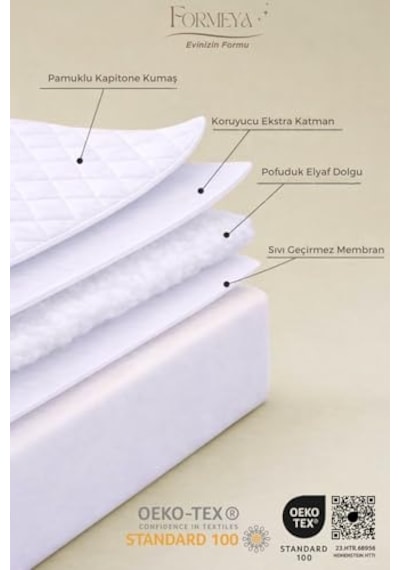 Formeya Adelya Mikrofiber Kapitone Fitted Full Kenar Su Sıvı Geçirmez Yatak Koruyucu Alez 90 X 190 Açık Indigo