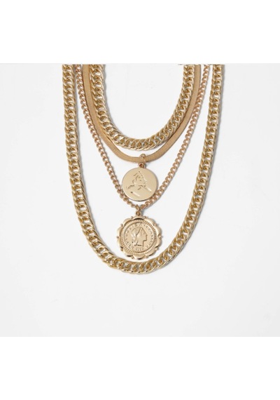 Girift Vintage Allure Boho Vintage Kalın Zincirli Sikke Kolye Gold