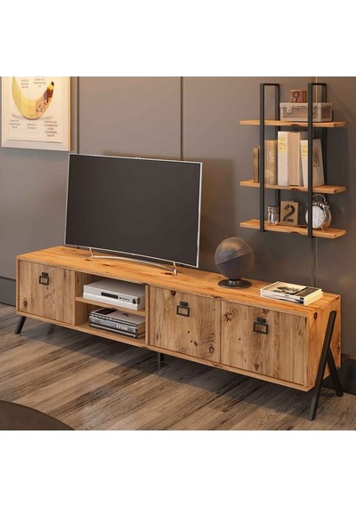 Avmpark Yanke Tv 180 Atlantik Çam Metal Raflı