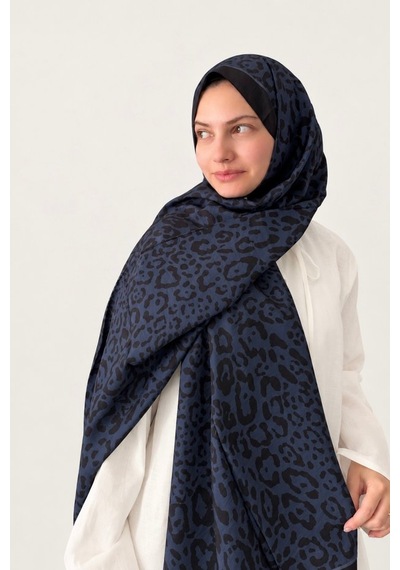 Belli Leopar Desen Fresh Lena Şal İndigo