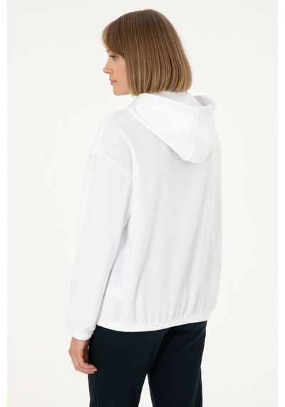 U.S. Polo Assn. Kadın Beyaz Kapüşonlu Sweatshirt 50291436-VR013
