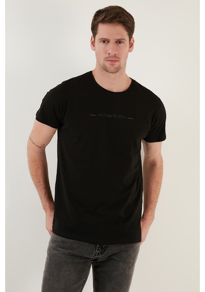 Buratti Pamuklu Slim Fit Bisiklet Yaka Erkek T Shirt 541Wind Siyah