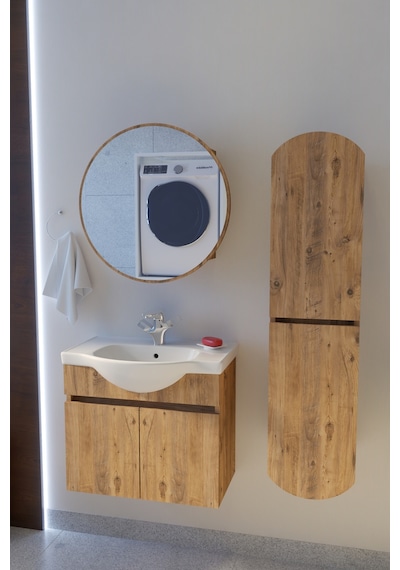 Makbulce Erciyes Havlu Dolaplı 65cm Seramik Lavabolu Mdf Oval Aynalı Banyo Dolabı Atlantik Çam Makbulce Erciyes Havlu Dolaplı 65cm Seramik Lavabolu Mdf Oval Aynalı Banyo Dolabı Atlantik Çam
