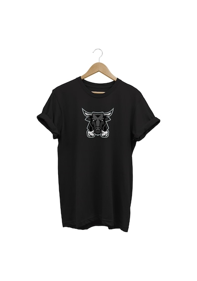 Boğa Baskılı Siyah T-shirt Siyah