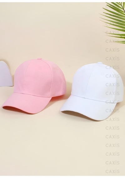 Caxis Spor Şapka Unisex 2 Adet Arkası Cırtlı Ayarlanabilir Tozpembe - Beyaz