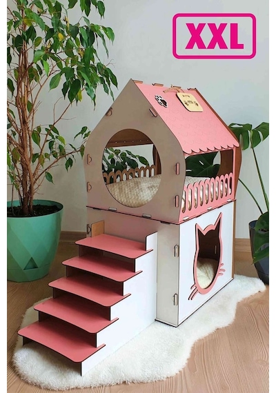 Kles Büyük Kedi Evi Xxl Teraslı Kedi Evi 70 C