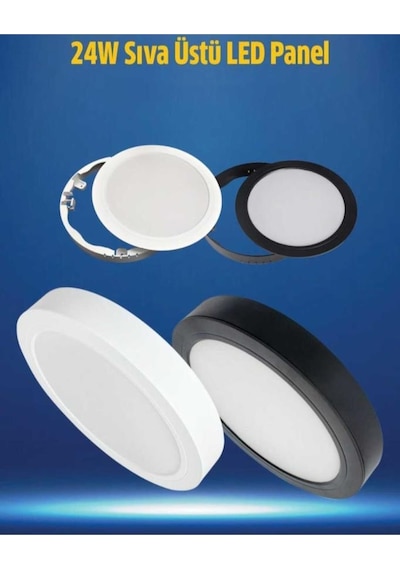 Atlantis 24w Sıva Üstü Panel Led Beyaz Yuvarlak Çap 23 Cm Soğutuculu 1920 Lm 220v Siyah Beyaz - Siyah