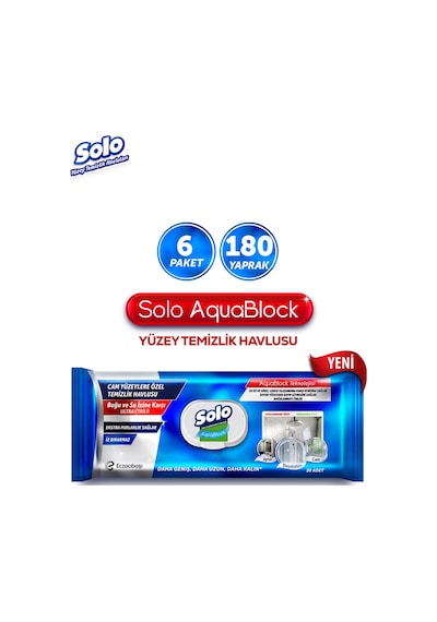 Solo Aquablock Yüzey Temizlik Havlusu 6'lı 180 Yaprak