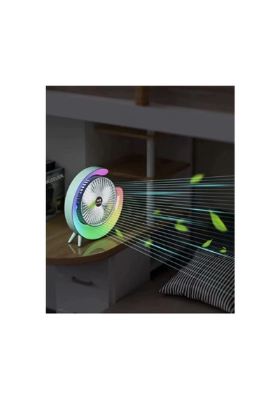 Northcity Masaüstü Vantilatör Usb Şarjlı Rgb Led Işıklı 3 Kademeli 180 Ayarlanabilir Soğutucu Fan Yeşil