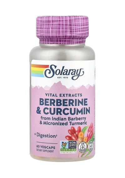 Solaray, Vital Extracts, Berberine & Turmeric Curcumin, 60 Vegcaps